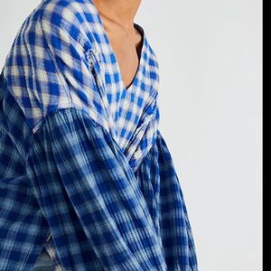 Solstice Plaid Blouse Blue